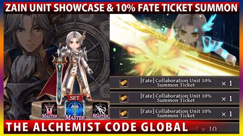 Fate Stay Night 10 Summon Ticket Summons And Zain Unit Showcase The Alchemist Code Youtube