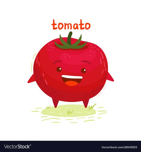 Happy Cute Smiling Tomato Royalty Free Vector Image