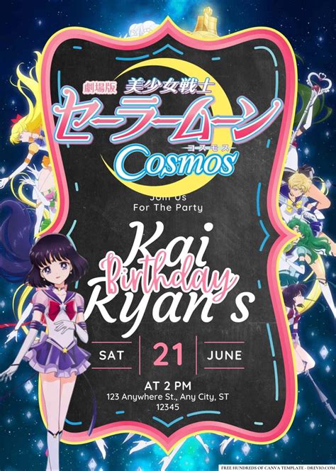 Free Sailor Moon Cosmos Birthday Canva Templates 7 Download