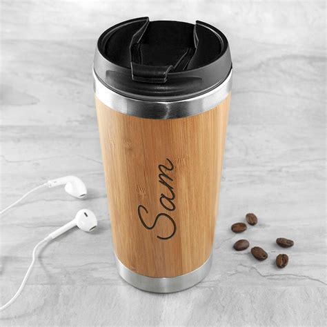 Personalised Engraved Bamboo Travel Mug Eco Friendly No Etsy