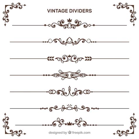 Free Vector | Dividers collection in vintage style gambar png