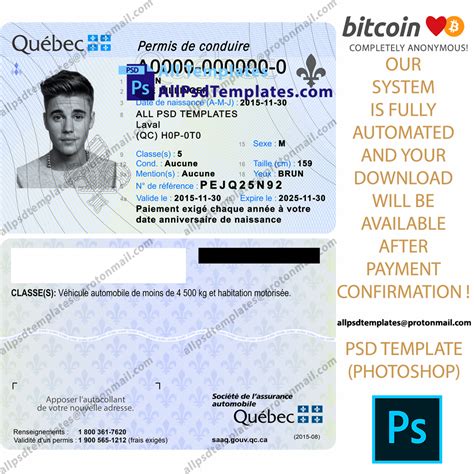 Canada Qc Driving License Template All Psd Templates