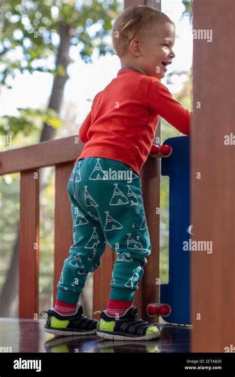 Little Boy Playing At Playground Stock Photo Alamy