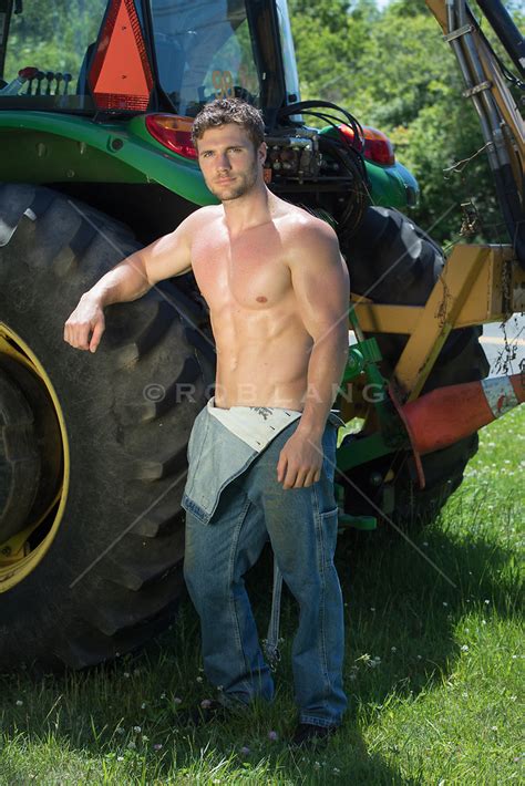 Shirtless Male Hunk Muscular Beefcake Farm Hand Tractor Guy Photo X