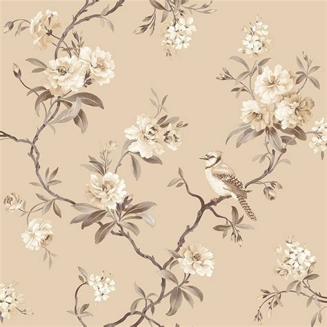 Fine Decor Chinoiserie Floral Wallpaper Natural Fd40767