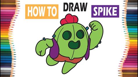 It has an outer, heavy outline and can be used as a coloring page. Drawing SPIKE for kids Brawl Stars | drawing Brawl Stars ...