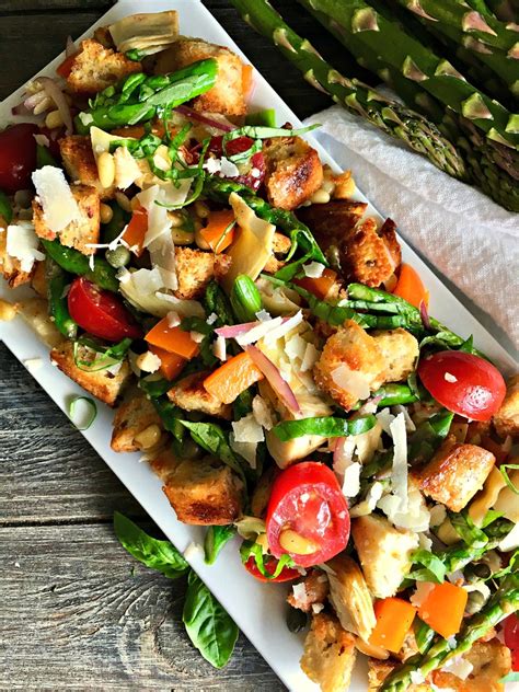 Spring Panzanella Salad ~ Italian Bread Salad Homemade Dressing ~ A