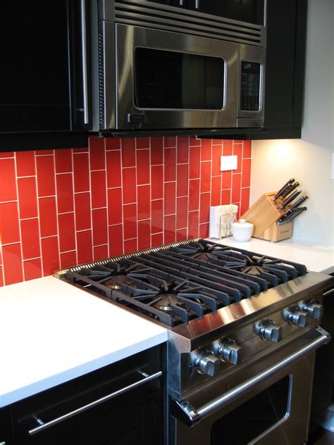 Classic Red Glass Subway Tile In Tomato Kitchen Backsplash Tile Designs Glass Tile Backsplash