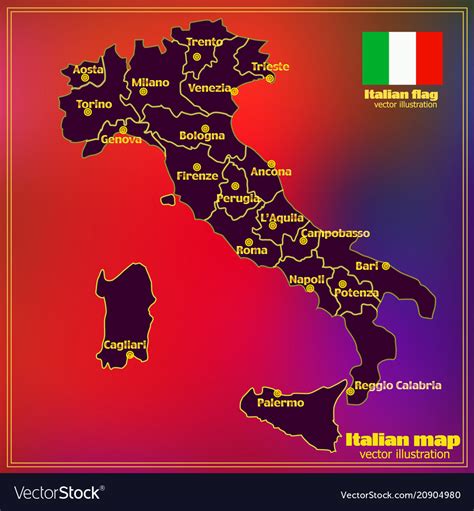 Italy Map With Italian Regions Royalty Free Vector Image
