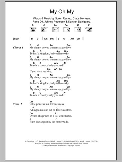 My Oh My By Aqua Guitar Chordslyrics Guitar Instructor