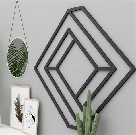 Polygonal Geometric Form 3d Wall Black Or White 248 X Etsy