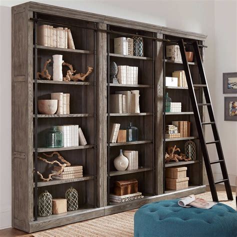 Tuscan 3 Piece Bookcase Wall And Ladder Bookcase Wall Home Library