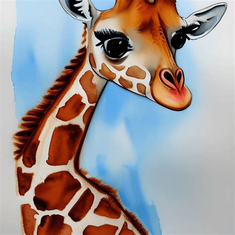 Cute Baby Giraffe Full Body Watercolor · Creative Fabrica