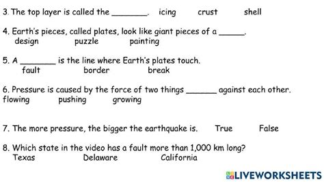What Causes Earthquakes Worksheet Live Worksheets