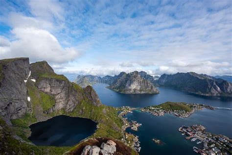 Reine From Reinebringenview On Stunning Mountains Of Lofoten Islands