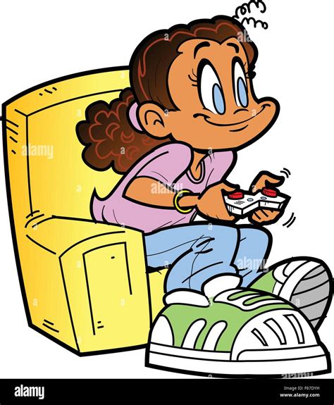 Clipart Play Computer Games Cartoon A Girl Playing Games Using Her