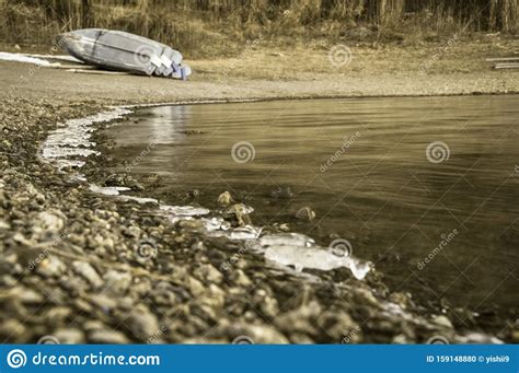 Abandoned Boats Near Icy Lake Stock Photo Image Of Rusty Cold 159148880