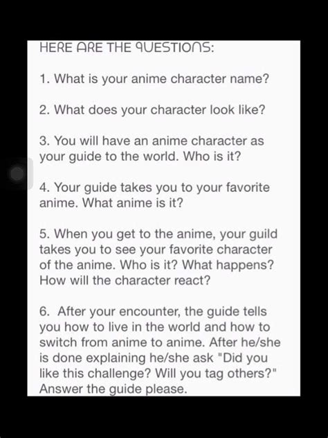 Anime Tag Questions