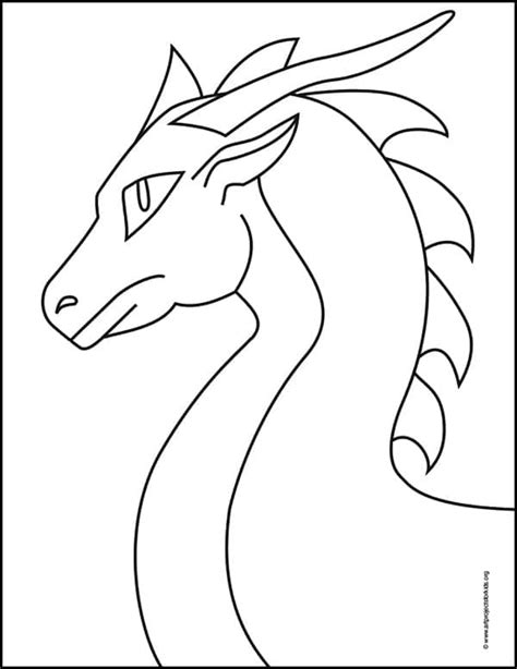 Easy How To Draw A Dragon Head Tutorial And Dragon Head Coloring Page