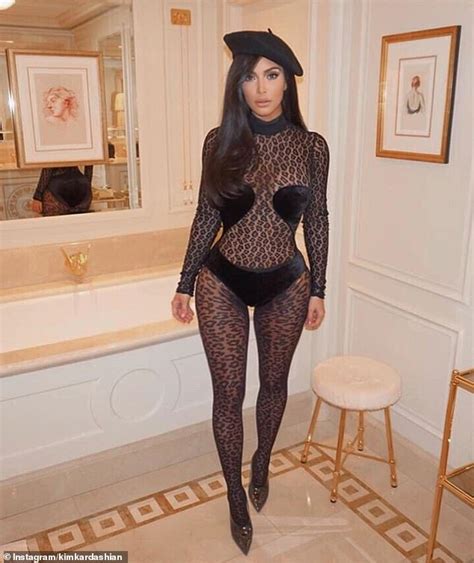 Kim Kardashian Leaves Nothing To The Imagination In Eye Popping Sheer Bodysuit Daily Mail Online