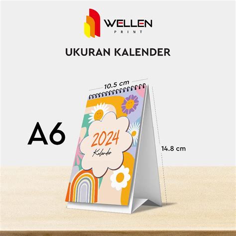 Jual Wellen Print Kalender Meja Ukuran A6 Estetik Print Calendar