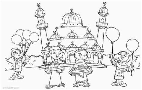 15 Contoh Mewarnai Gambar Masjid Beragam Desain Broonet