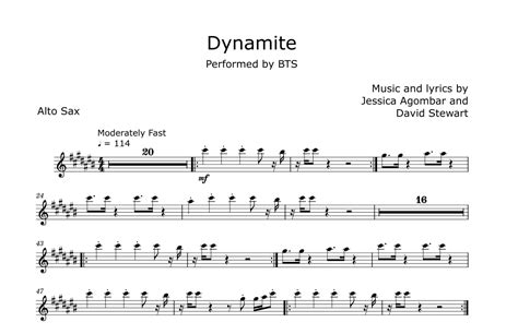 Dynamite Arr David Lartey Sheet Music BTS Alto Sax Solo