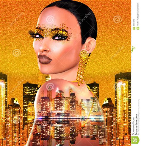 Gold Glitter Pop Art Image Of A Woman S Face This Is A