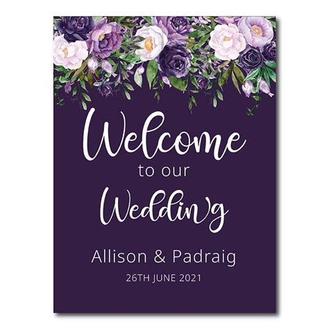 Welcome Sign Purple View Our Huge Selection Of Wedding Signs