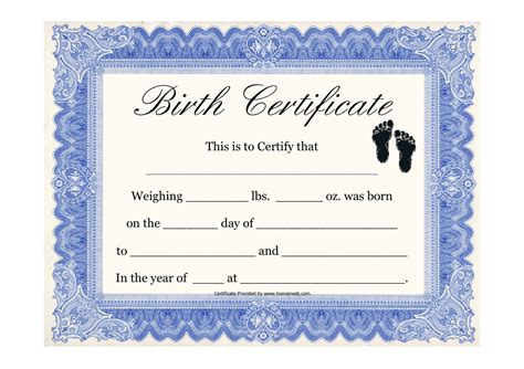 Birth Certificate Template Footprints Download Printable Pdf