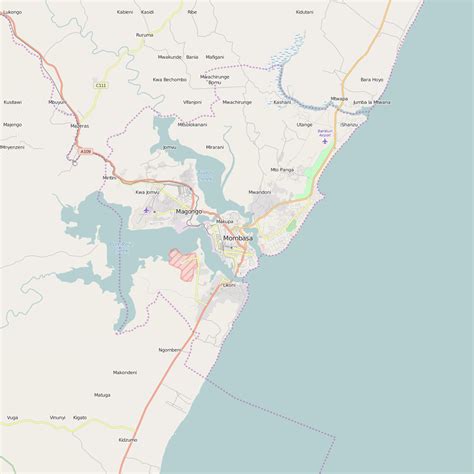 Editable City Map Of Mombasa Map Illustrators
