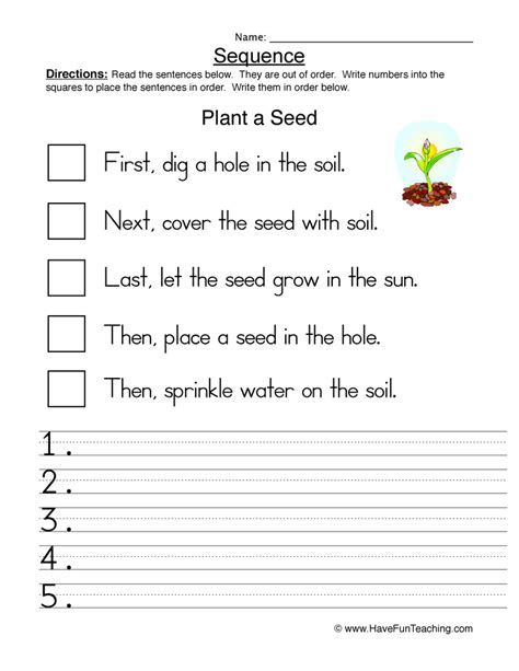 Plant A Seed Sequence Worksheet By Teach Simple