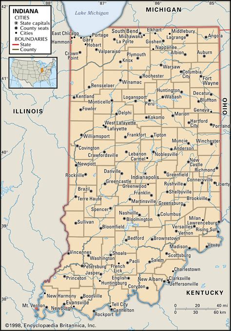 Major Cities In Indiana Map United States Map