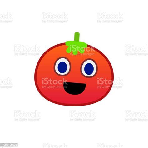 Cartoon Tomato Face Emoji Icon Design Vectorsmile Face Of Tomato