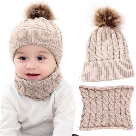 Flagship Stores Tuopuda Boys Hat Scarf Set 2pcs Toddler Baby Knit Pom