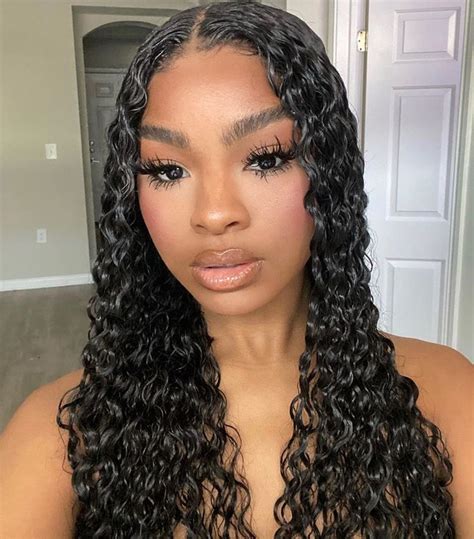 Water Wave 18inches Lace Front Wigs Human Hair With Pre Plucked
