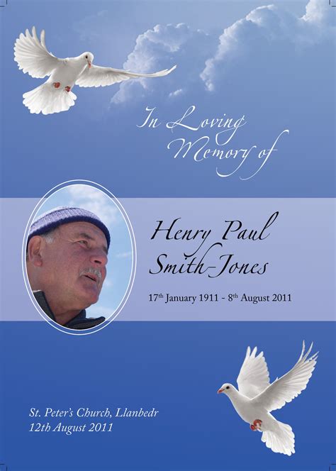 Dove Inspired Funeral Order Of Service Design From