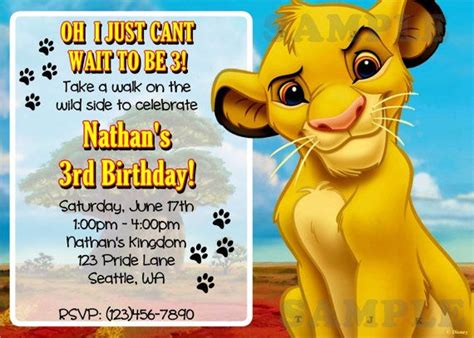 The Lion King Birthday Invite Lion King Birthday King Birthday Lion