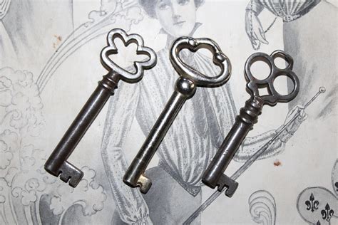 3 Antique Fancy Skeleton Keys