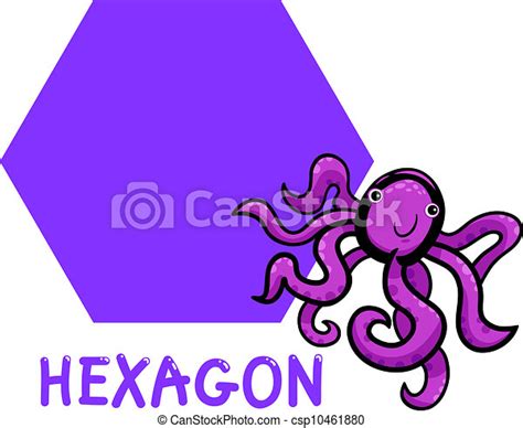 Hexagon Shape With Cartoon Octopus Cartoon Illustration Of Hexagon