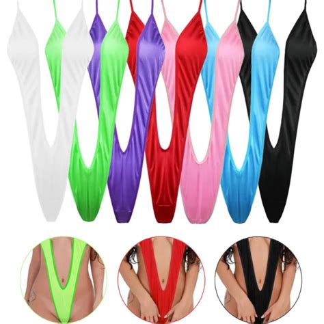 Sexy Women Micro Bikini Thong V String Sling Shot Monokini Swimwear