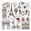 Paris and France hand drawn illustrations. Travel symbols | Ilustração ...