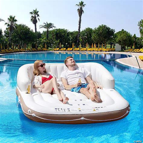 Costway Floating Island Inflatable Swimming Pool Float Lounge Raft With