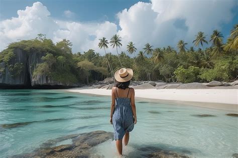 Premium Ai Image Woman On Tropical Beach At Tailana Banyak Islands
