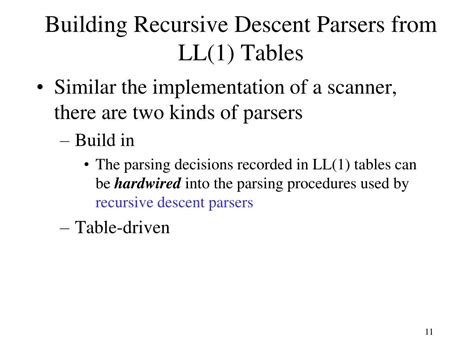 Ppt Chapter 5 Ll 1 Grammars And Parsers Powerpoint Presentation