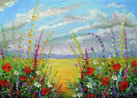 Summer Flowers In The Field Painting By Olha Darchuk Fine Art America