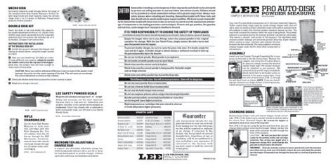 Pro Auto Disk Powder Measure Lee Precisioninc