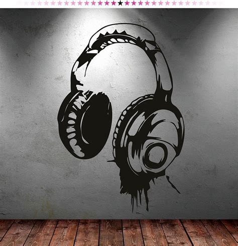 Headphones Music Dj Wall Stickers Wall Art Decal Graffiti Art Music