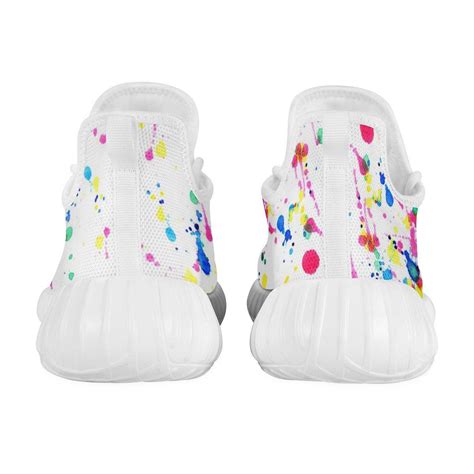 Paint Splattered Custom Yeezy Mesh Knit Sneaker White Noxfan Noxfan