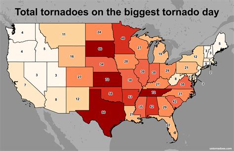 Number Of Confirmed Tornadoes Ever Recorded In One Day By State Rweather